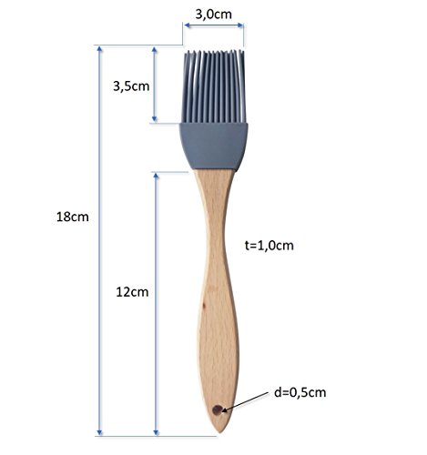 Silikon Pinsel mit Holzgriff 18cm – Grillpinsel, Backpinsel, BBQ-Pinsel, Silikonpinsel, Silicon Brush - 7