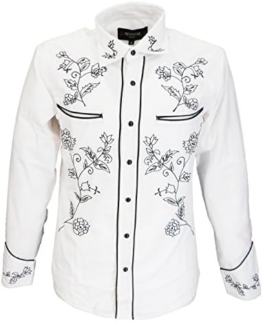 Redstar Rodeo Mens White Black Western Cowboy Shirts