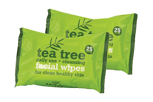 Tea Tree Daily Use Cleansing Facial Face Make Up Wipes (2 x 25 Packs)