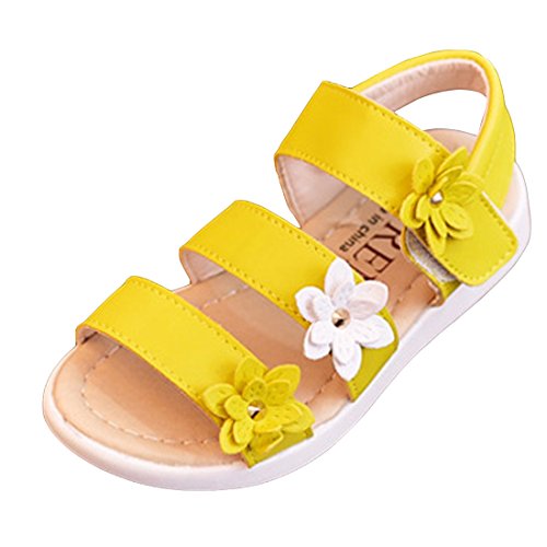 Kids Girls Gladiator Flower Strappy Princess Sandals Flat Velcro Sandals Walking Casual Summer Shoes