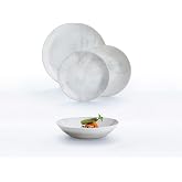 Luminarc Diwali Granit Marb 18 Piece Opal Dinnerware Set for 6 People | Bi-colour, round design, glossy finish, opal glass, s