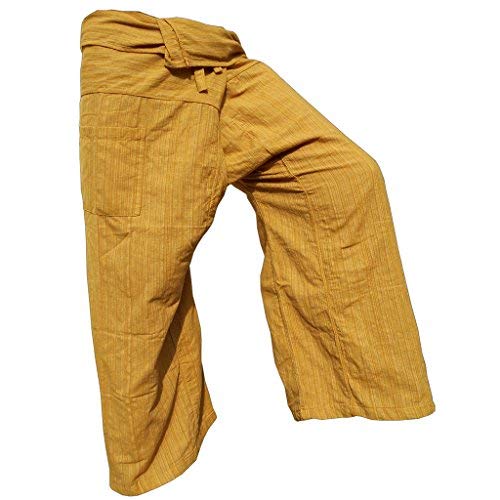 Pantalones tailandeses Panasiam, clásicos, en las tallas S, L y XL, en 13 colores diferentes, con bolsillo, auténticos y de lana dorado L