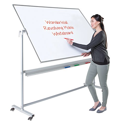 Wonderwall Freestanding Double-Sided Magnetic Revolving Mobile Whiteboard with Pen tray, 2 sizes available - (H)1200 x (W)1800mm