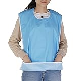 NUOLUX Bib for Elderly Waterproof Mealtime Bib Protector Aid Apron (Light Blue)