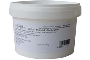 ‎HOBBYBÄCKER.DE Hobbybäcker - Weinstein-Backpulver (400 g) - Dose mit Messlöffel - Glutenfrei und Phosphatfrei - Backpulver mit Maisstärke