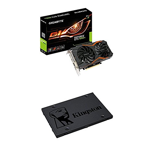 Gigabyte GeForce GTX 1050 Ti G1 Gaming 4G GV-N105TG1 GAMING-4GD y Kingston SSD A400 - Disco Duro Sólido de 120 GB