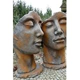 Garten-Skulptur 'Frauengesicht' – Rost-Optik, Steinguss, Ca. 50 Cm Hoch, Wetterfest Bis -25°C