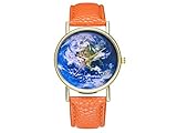 ADream Erde Blue Planet Leder Classic Style Damen Herrenuhr für ihn Ihr Geschenk
