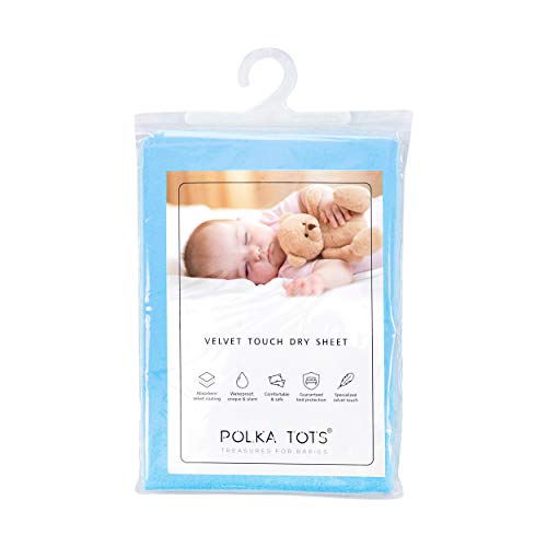 POLKA TOTS Waterproof & Reusable Baby Bed Protector Absorbent Mat Dry Sheet for New Born Infants (Mint, 70 X 50 CM, Small)