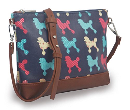 Kukubird Poodle Pattern Mini Size Crossbody Bag Handbag With Kukubird Dust Bag - Dark Blue