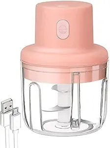 HomToz Electric Mini Garlic Chopper with USB Rechargeable Cable Powerful Small Food Processor for Spice Vegetable Nuts 250ML