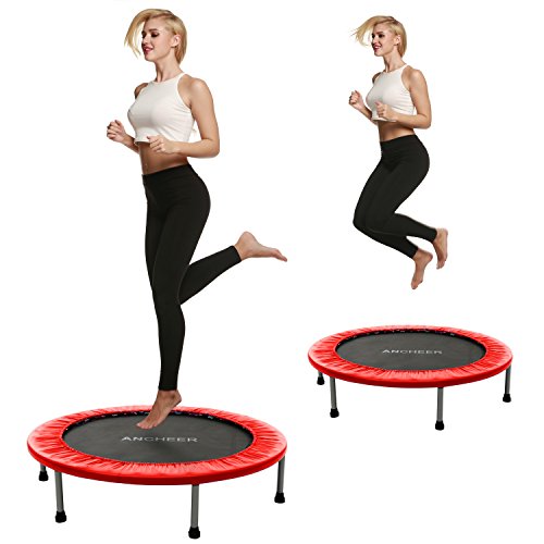 Ancheer Trampolin,Indoortrampolin,Gartentrampolin,Belastbarkeit ca. 100 kg, 6-8 stabile Füße + Sicherheitspolster rundherum,viertel gefaltet,hälfte gefaltet ,nicht gefaltet,Durchmesser Ø ca. 91-137cm - 6