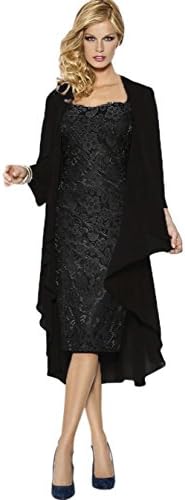 RUKLEID Women's Chiffon Fabric Tea-Length Long Sleeve Mother Dress Jacket Only Jacket for Sell Black UK8