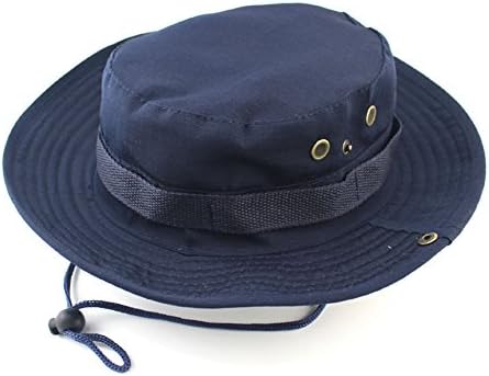 Wide Brim Military Camo Boonie Hat Jungle Hat UV Protection Bucket Hat for Outdoor Fishing Camping Cycling Hunting Golf Hiking (Navy)