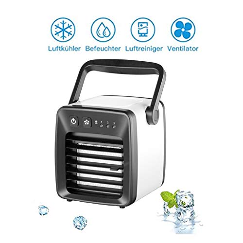Preisvergleich Produktbild Mini Air Cooler Mobile Klimaanlage Verdunstungskühler Luftkühler Abkühlen Ventilator Luftbefeuchter USB Tragbar Klimaanlage Nano Ventilator für Büro, Haus, Reisen, Schlafsaal VNEIRW (Schwarz)