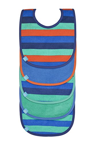 Lassig Washable Waterproof Value Pack Bibs Set of 5 pcs. with Velcro, Striped Boys