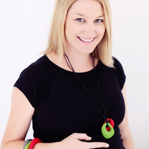 Organic Pendant - Silicone Necklace (Teething/Nursing) (Aqua Tiffany)