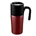 Produktbild Edelstahl Thermobecher mit Kunststoffgriff und Druckverschluss, doppelwandiges Trinkgefäß für heiße und kalte Getränke | Kaffeetasse - coffee to go für Auto Reisen Wanderung | 330ml in rot metallic
