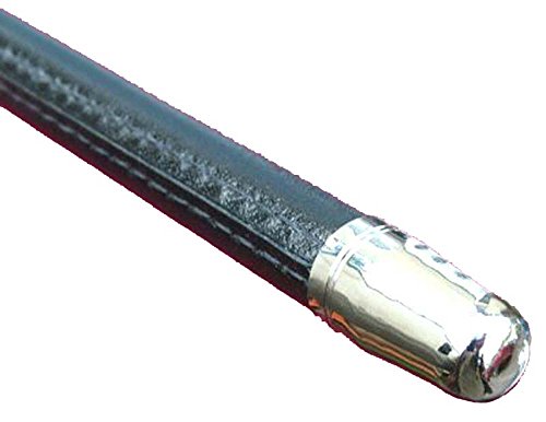 24-Black-Leather-Bound-Show-Cane-Silver-Coloured-Metal-Ball-End-and-Tip-Made-In-England-Fibreglass-Centre