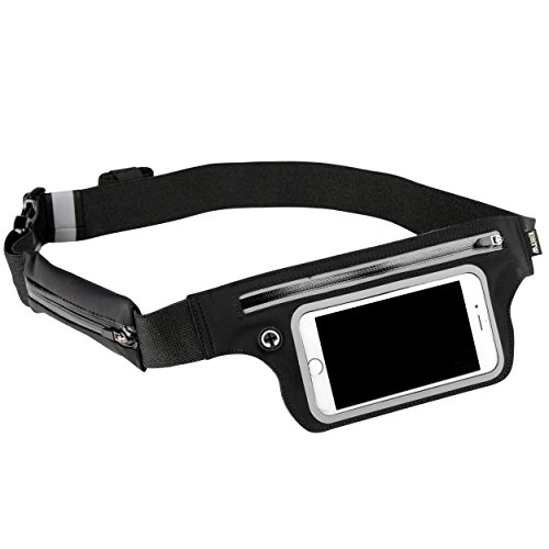 EOTW Ceinture Sac, Ultra Mince Pochette Ceinture Permet malgré Tout d'y Stocker Un Smartphone, clés, Mouchoir Etc, Pratique pour la Course à Pied, Jogging, Le Yoga, Gym (Noir)