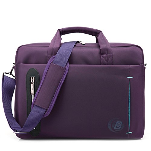 CoolBELL 17,3 Zoll Laptop Tasche mit Riemen mehrfachfach Messenger Bag Nylon Aktentasche für Männer / Damen,Violett