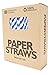 Produktbild Papier-Trinkhalme, biologisch abbaubar, 250 Stück, Party-Trinkhalme, umweltfreundlich und praktisch, natürliches recycelbares Bastelpapier - perfekt für Partys, Events, Zuhause - blau/weiß