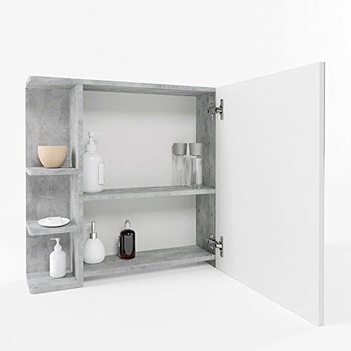 Badezimmerspiegel Spiegel Hängespiegel Spiegelschrank Badezimmermöbel Badspiegel 80×64 cm Beton - 6