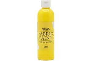 Nazca Colors Yellow Fabric Paint 250ml – Acrylic Permanent Textile and Leather Paint ideal for painting Clothe, t-shirts, Jeans, Totebags, Sneakers, Canvas Shoes – Great Covering Capacity
