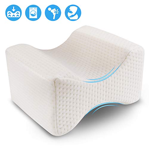 KKTICK Cuscino per Ginocchia per Dormire, Cuscino Ginocchio Ortopedico Memory Foam per Gambe per traversine Laterali e Dolore All'anca e al Ginocchio, Gravidanza e Sollievo Sciatico(Bianca)