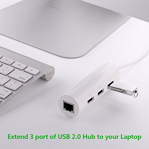UGREEN 3 Ports USB 2.0 Hub mit rj45 Lan Fast Ethernet Netzwerkadapter Konverter 100 Mbps für Windows 10/8.1/8/7/Vista/XP,Mac OSX 10,6 bis 10.11,Linux und Chrome OS,Chromebook, PC oder Laptop Weiß - 10