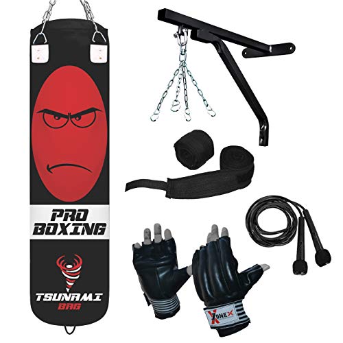 Onex Punch Bag Filled Set Kick Boxing MMA Heavy Training Gloves Punching  Fingerless Gloves Hanging Chains Ceiling Hook Muay Thai 5FT Martial Arts