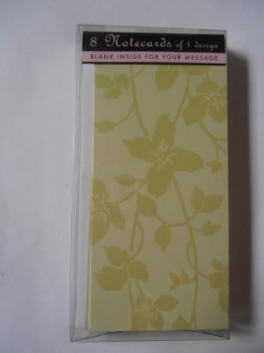 8 pack of note cards + envelopes pale green flower design Blank inside