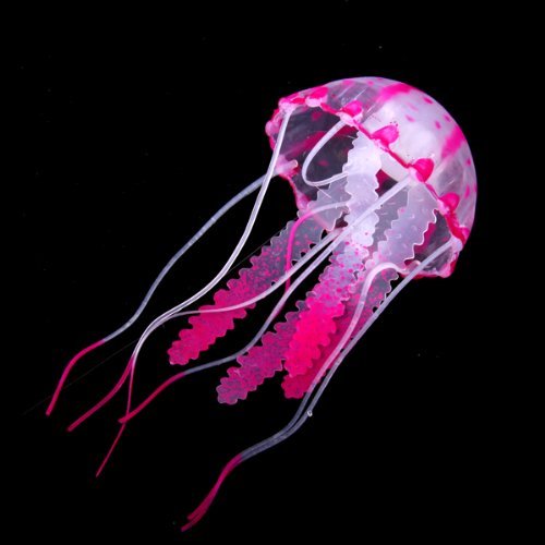 Glowing Effect Artificial Jellyfish for Aquarium Fish Tank Ornament (Fuchsia)