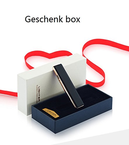 Aokvic Super Slim Zigarette Mini USB elektronisches Feuerzeug Quiet Lady Gentleman Design (Schwarz) - 3