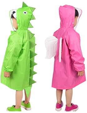 Regenmantel Kinder, Rainbrace Dinosaurier und Engel Regenjacke Wasserdicht Lustig Leicht im Freien Cartoon Regenponcho...