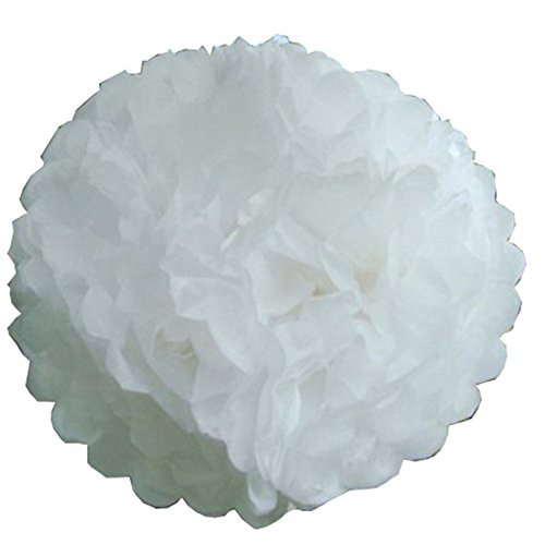 Puschel aus Seidenpapier für Hochzeiten oder Weihnachten 10 Stück Weiß