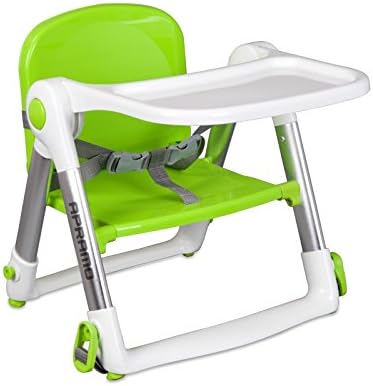 Apramo FLIPPA Universal Childs Dining Booster Seat - Upto 3yrs or 15kg - Includes 2 Animal Safety Door Stoppers - Green