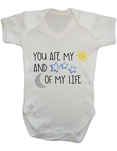 You Are My Sun And Stars, Moon Of My Life Cute Quote Print With Metallic Detail Baby Onesie Vest