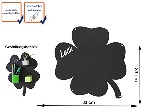Metallplatte Kleeblatt, anthrazit, beschreibbar-für Magnetische Töpfe als Wanddeko oder Wandaufbewahrung, KalaMitica 25033-102-301