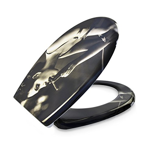 VENKON – Premium WC-Sitz mit Absenkautomatik – Modell „Smoking Fetisch“ – antibakterieller Toilettendeckel aus Duroplast inkl. Montagesatz - 4