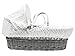 White Dimple Grey Wicker Padded Moses Basket & Deluxe Grey Rocking Stand
