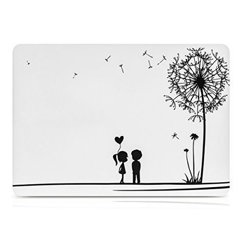 kwmobile Hardcase Laptop Hülle für Apple MacBook Pro Retina 13″ (ab Ende 2012) – Pusteblume Love Design Schwarz Weiß dünne gummierte Schutzhülle Cover Case Tasche - 2