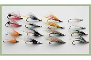 TROUTFLIES UK SALMON FLIES Mixed Salmon or Sea trout Single, 16 Pack, 8 Varieties, Choice of Sizes