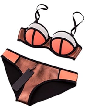 MUXILOVE Neoprene Damen Sport bunt Push up Basketball mit Trägern Neopren Bademode Bikini-Sets