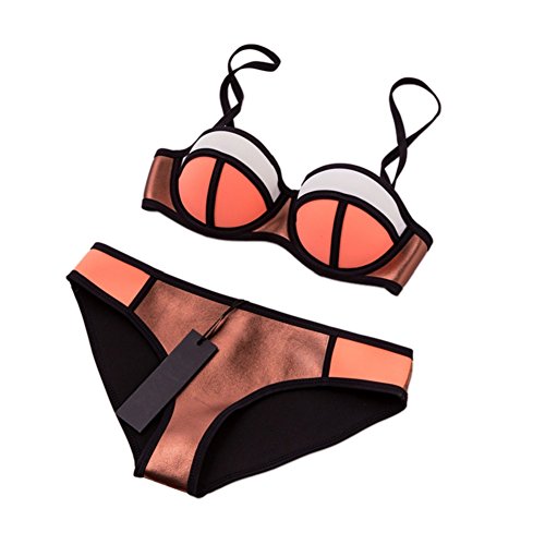 MUXILOVE Neoprene Damen Sport bunt Push up Basketball mit Trägern Neopren Bademode Bikini-Sets