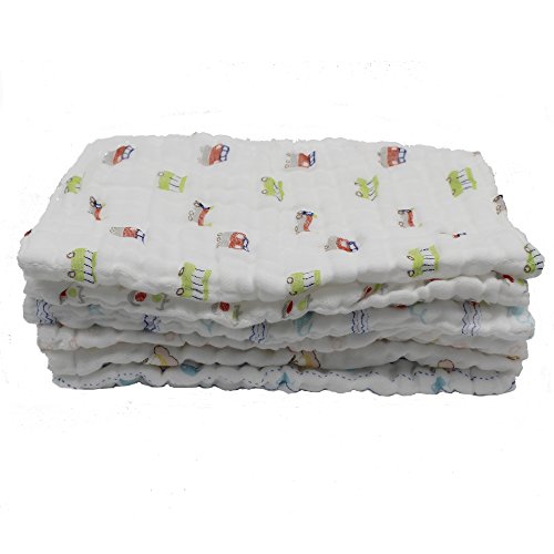 Lucear BabyWaschlappen mit Haken, 6-Pack Musselin 25cm*25cm Babytücher Beste für Dusche Geschenk - 5