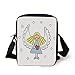 Produktbild Xmas,Cute Little Girl with Wings Red Heart Stars Angel Blessing Heaven Holiday Decorative,Black White Pale Blue Print Kids Crossbody Messenger Bag Purse