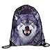 Produktbild gthytjhv Waterproof Rucksack mit Kordelzug for Men Women Gym School Travel Grey Wolf Art Lightweight Unique 16.9x14.2