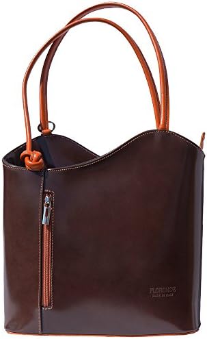 Convertible backpack and shoulder bag 207 (Dark brown-leather)