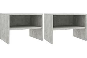 vidaXL 2X Mesitas Noche Pequeñas Estante Mesita Habitación Mesa Lado Cama Mueble Auxiliar Cuarto Compartimento Cerrado Contrachapada Gris Cemento